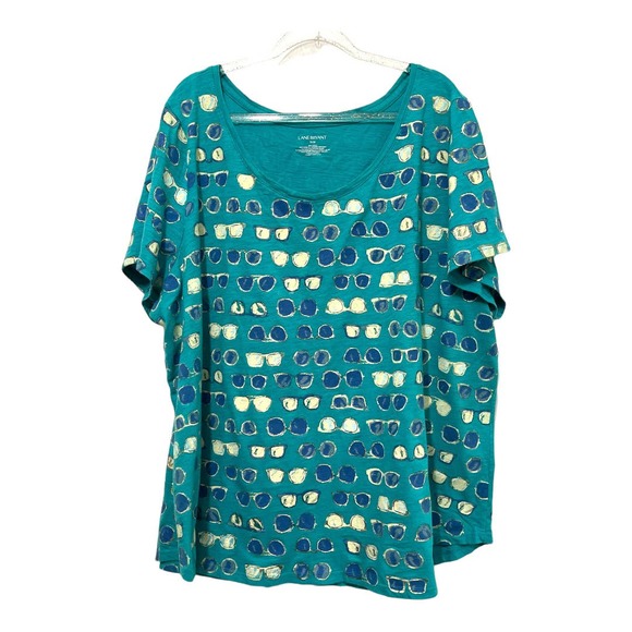 Lane Bryant Tops - Lane Bryant Short Sleeve Scoop Neck Graphic Tee "Sunglasses" Size 26/28, Teal